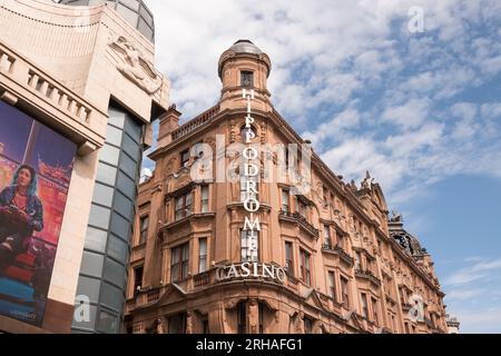 Hippodrome Casino Gebäude und Beschilderung, Leicester Square, Central London, England, Großbritannien Stockfoto