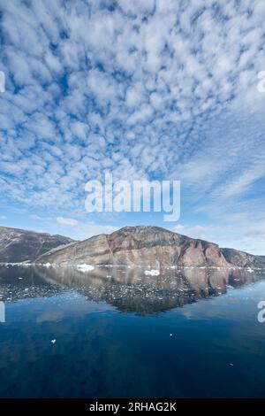 Westgrönland, Baffin Bay, Malerischer Uummannaq Fjord. Zweitgrößtes Fjordsystem in Grönland. Stockfoto