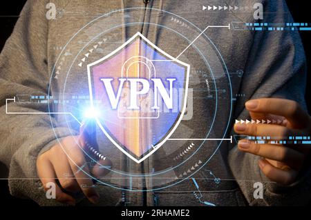 Konzepte Virtuelles privates Netzwerk, VPN, Datenverschlüsselung, IP-Substitution Stockfoto