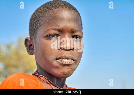 Namibia. Kinder in Palmwag Kunene Region Damaraland Stockfoto