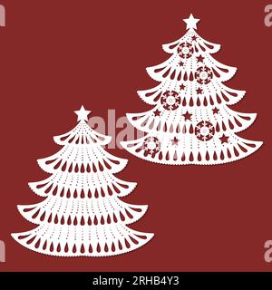 Weihnachtsbäume. Schablone zum Laserschneiden von Papier, Karton, Holz, Metall. Für das Design von Karten, Einladungen, Gratulationen, Stock Vektor