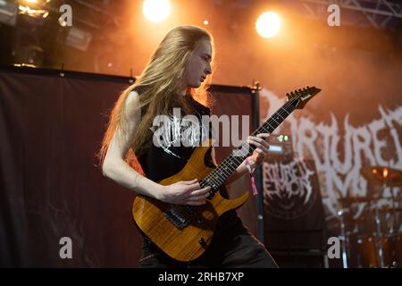 Foltured Demon, live beim Bloodstock Open Air Festival 2023 in Catton Park, Derbyshire, Großbritannien. Stockfoto