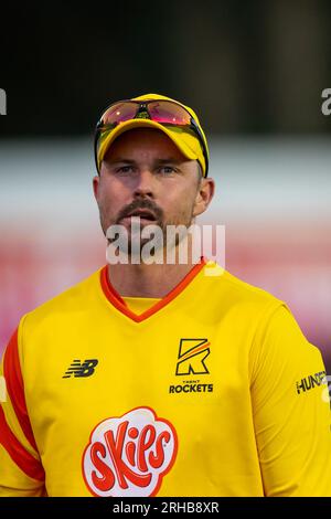 Sophia Gardens, Cardiff, Großbritannien. 14. Aug. 2023. The 100 Mens Cricket, Welsh Fire versus Trent Rockets; Trent Rockets Colin Munro. Kredit: Action Plus Sports/Alamy Live News Stockfoto