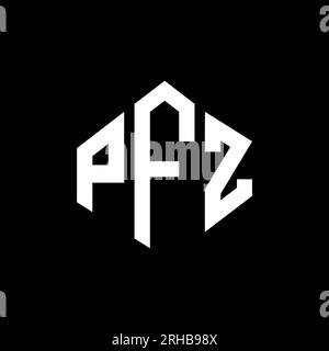 PFZ-Logo in Polygonform. PFZ-Polygon- und würfelförmiges Logo. PFZ-sechseckige Vektor-Logo-Vorlage in Weiß und Schwarz. PFZ Monogr Stock Vektor