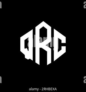Logo mit QRC-Buchstaben und Polygonform. QRC-Polygon- und würfelförmiges Logo. QRC sechseckige Vektor-Logo-Vorlage in Weiß und Schwarz. QRC Monogr Stock Vektor