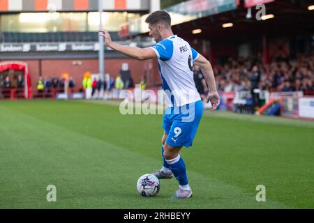 Jamie Proctor #9 von Barrow AFC während des Spiels der Sky Bet League 2 zwischen Accrington Stanley und Barrow im Wham Stadium in Accrington am Dienstag, den 15. August 2023. (Foto: Mike Morese | MI News) Guthaben: MI News & Sport /Alamy Live News Stockfoto