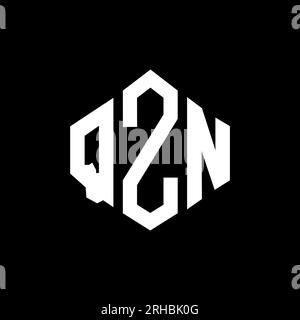 Logo mit QZN-Buchstaben und Polygonform. QZN-Polygon- und würfelförmiges Logo. QZN sechseckige Vektor-Logo-Vorlage in Weiß und Schwarz. QZN Monogr Stock Vektor
