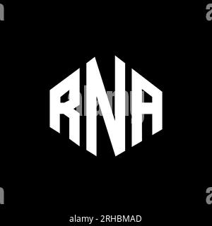 RNA-Logo in Polygonform. RNA-Polygon- und würfelförmiges Logo. RNA-sechseckige Vektor-Logo-Vorlage in Weiß und Schwarz. RNA monogr Stock Vektor
