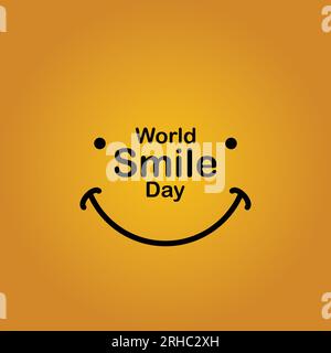 World Emoji Day, 17. juli Banner. Lächelndes Emoticon und Schriftzug zum Welt-Emoji-Tag auf gelbem Hintergrund. - Vektordarstellung Stock Vektor