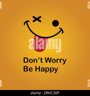 Motivationszitat Posterbanner mit lustiger „glücklich“-Vektorzeichnung und Lächeln Stock Vektor