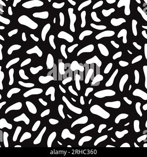 Schwarz-weiß Camouflage Nahtloses Muster organisches Zeichnen Vektorbild für modischen Textildruck Stock Vektor