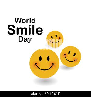 Vektor „World Smile Day“ mit gelben Farben auf weißem Hintergrund elegantes Design Stock Vektor