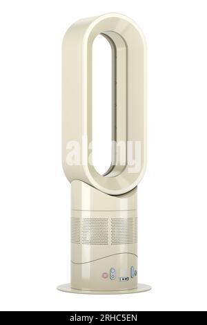 Blasenloser Ventilator, Vorderansicht. 3D-Rendering auf weißem Hintergrund isoliert Stockfoto
