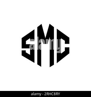 SMC-Logo in Polygonform. SMC-Polygon- und würfelförmiges Logo. SMC sechseckige Vektor-Logo-Vorlage in Weiß und Schwarz. SMC Monogr Stock Vektor