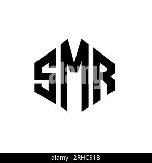 SMR-Logo mit Polygonform. SMR-Polygon- und würfelförmiges Logo. SMR sechseckige Vektor-Logo-Vorlage in Weiß und Schwarz. SMR Monogr Stock Vektor