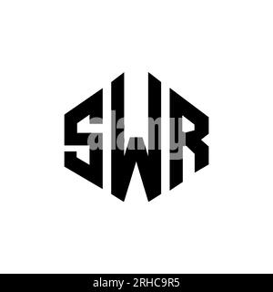 SWR-Logo in Polygonform. SWR-Polygon- und würfelförmiges Logo. SWR sechseckige Vektor-Logo-Vorlage in Weiß und Schwarz. SWR Monogr Stock Vektor