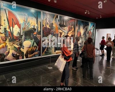 Verschiedene Panels von Thomas Hart Bentons „America Today“ im Metropolitan Museum of Art in New York City. Stockfoto