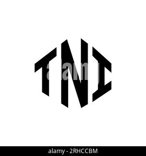 TNI-Logo mit Polygonform. TNI-Polygon- und würfelförmiges Logo. TNI-sechseckige Vektor-Logo-Vorlage in Weiß und Schwarz. TNI monogr Stock Vektor