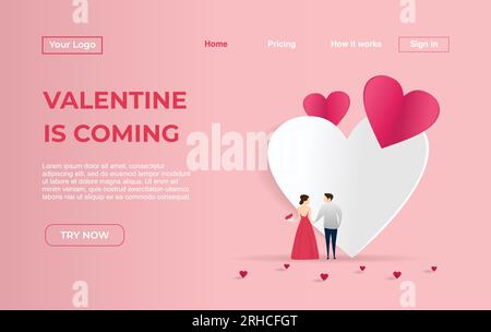 Landing-Page-Vorlage für das Konzept der Illustration „Paar mit Dating-Apps“. Modernes flaches Design des Webseitendesigns für Website und mobile Website.Ve Stock Vektor