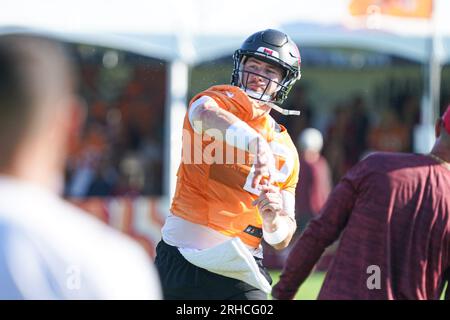 Tampa, Florida, USA, 14. August 2023, Tampa Bay Buccaneers Quarterback Kyle Trask #2 während eines Trainingscamps im Advent Health Training Center. (Phot Stockfoto