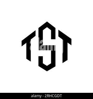 Logo mit TST-Buchstaben und Polygonform. TST-Polygon- und würfelförmiges Logo. TST sechseckige Vektor-Logo-Vorlage in Weiß und Schwarz. TST Monogr Stock Vektor