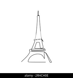 Vektordarstellung des Eiffelturms in Paris mit fortlaufenden Linien Stock Vektor