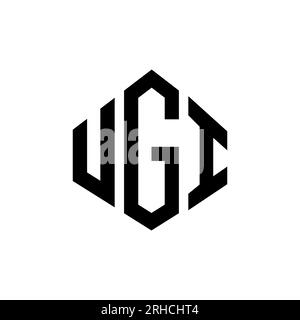 Logo mit UGI-Buchstaben und Polygonform. UGI-Polygon- und würfelförmiges Logo. UGI sechseckige Vektor-Logo-Vorlage in Weiß und Schwarz. UGI monogr Stock Vektor
