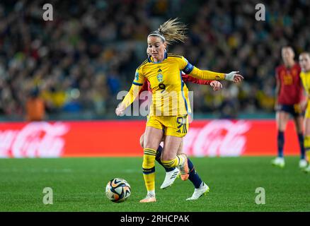 August 15 2023: Kosovare Asllani (Schweden) kontrolliert den Ball während eines Spiels, AT, . Kim Price/CSM Stockfoto