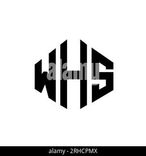 Logo mit WHS-Buchstaben und Polygonform. WHS Polygon- und würfelförmiges Logo. WHS sechseckige Vektor-Logo-Vorlage in Weiß und Schwarz. WHS Monogr Stock Vektor
