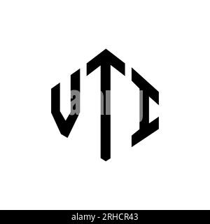 VTI-Logo mit Polygonform. VTI-Polygon- und würfelförmiges Logo. VTI sechseckige Vektor-Logo-Vorlage in Weiß und Schwarz. VTI monogr Stock Vektor