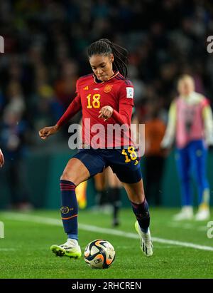 August 15 2023: Salma Paralluelo (Spanien) kontrolliert den Ball während eines Spiels, AT, . Kim Price/CSM Stockfoto