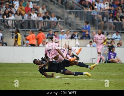 Chester, Pennsylvania, USA. 15. Aug. 2023. 15. August 2023, Chester PA, USA:Inter Miami CF-Spieler JOSEF MARTINEZ (17) in Aktion während des Halbfinalspiels gegen die Philadelphia Union im Subaru Park Credit Image: © Ricky Fitchett via ZUMA Wire (Credit Image: © Ricky Fitchett/ZUMA Press Wire) REDAKTIONELLE VERWENDUNG! Nicht für den kommerziellen GEBRAUCH! Stockfoto