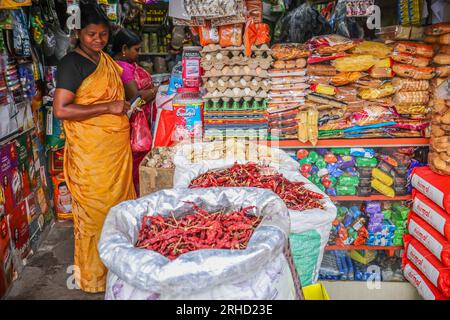 Goa, Indien, !6 August 2023 Chili Gewürzverkäufer im Panaji-Bezirk Goa, Südindien. Paul Quezada-Neiman/Alamy Live News Kredit: Paul Quezada-Neiman/Alamy Live News Stockfoto