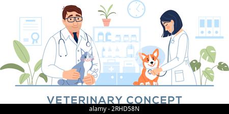 Tierärztliches Klinikkonzept. Stock Vektor