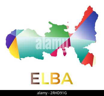 Leuchtende Elba-Form. Mehrfarbiges, geometrisches Insellogo. Modernes, trendiges Design. Elegante Vektordarstellung. Stock Vektor