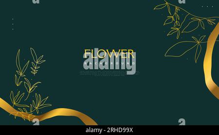 Luxuriöse goldene Blumenkulisse mit eleganten tropischen Sommerblättern. Luxuriöser Naturhintergrund mit Blumenillustration Stock Vektor