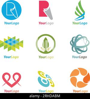 Kreativer Vektorsatz mit Logo-Design. Abstraktes Logo für Ihr Unternehmen Stock Vektor
