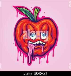 Joyful Juiciness lustige Kirschfrucht tropft Vektorbilder für Ihre Arbeit Logo, Merchandise-T-Shirt, Aufkleber und Etikettendesigns, Poster, Gruß c Stock Vektor