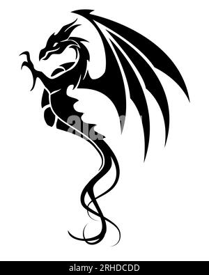 Drachensymbol-Tattoo, schwarz-weiße Vektordarstellung Stock Vektor