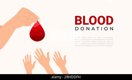 Hintergrund der Blutspende. Hand, gib mir Blut. Stock Vektor
