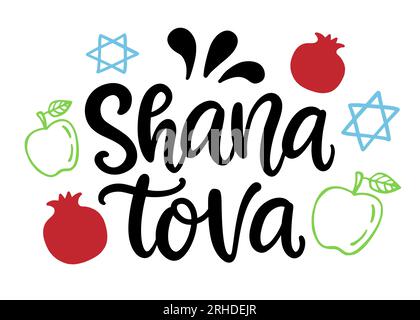 Rosh Hashanah Jüdisches Neujahr Shana Tova Schriftzug Stock Vektor
