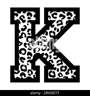 Schriftart des K-Buchstabens Leopard College Sporttrikots auf weißem Hintergrund. Isolierte Darstellung. Stockfoto