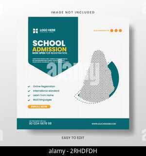 Vorlage für Schuleintritt und „Zurück zur Schule“ in sozialen Medien. Stock Vektor