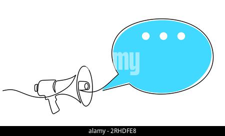 Eine Strichzeichnung des Megafonhorns, isoliert auf weißem Hintergrund Stock Vektor