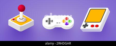 Gruppe von Spielesymbolen. Glocke, Stern und Vorhängeschloss. Vektordarstellung Stock Vektor