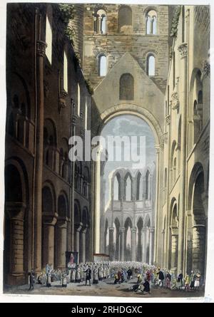 Prozession en l'abbaye de Jumieges - in 'Le costume ancien et modern' par le Dr. Ferrario, 1819-20 Stockfoto