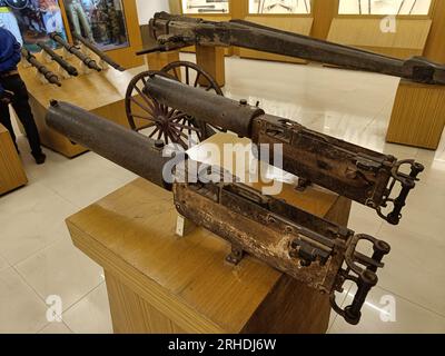 Maschinengewehr, MG 08, Aathagarh, Cuttack, 18.-19. Jahrhundert. Stockfoto