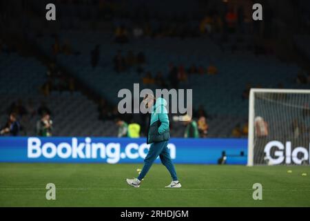 Sydney, Australien. 16. Aug. 2023. Tony Gustavsson Manager of Australia erscheint während des Halbfinalspiels der FIFA Women's World Cup 2023 Australia Women vs England Women im Stadium Australia, Sydney, Australien, 16. August 2023 (Foto von Patrick Hoelscher/News Images) am 8./16. August 2023 in Sydney, Australien. (Foto: Patrick Hoelscher/News Images/Sipa USA) Guthaben: SIPA USA/Alamy Live News Stockfoto