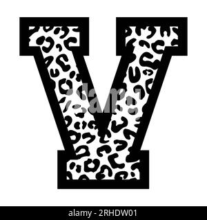 V-Letter Leoparden-College-Sporttrikot-Schriftart auf weißem Hintergrund. Isolierte Abbildung. Stockfoto
