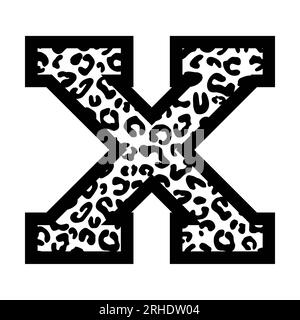 X-Buchstabe Leoparden College-Sporttrikot Schriftart auf weißem Hintergrund. Isolierte Abbildung. Stockfoto
